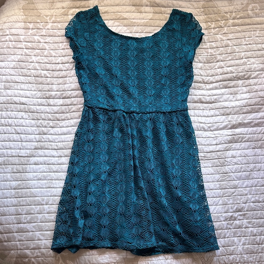 Love Reign Teal Lace Dress